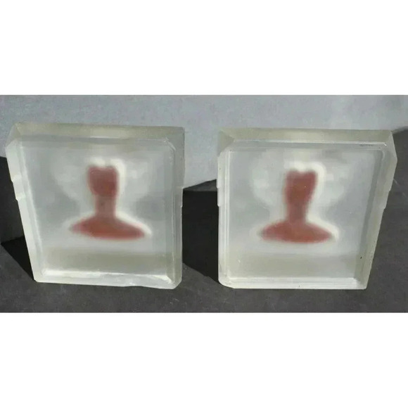 Pair Vintage Frosted Glass Art Deco Art Nouveau Girl Decor Bookend Bookends - Picture 3 of 8
